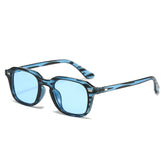 (6 PACK) Wholesale Sunglasses Classic Square Fashion Rivet 2025 - BulkSunglassesWholesale.com - Blue Frame Blue Lens